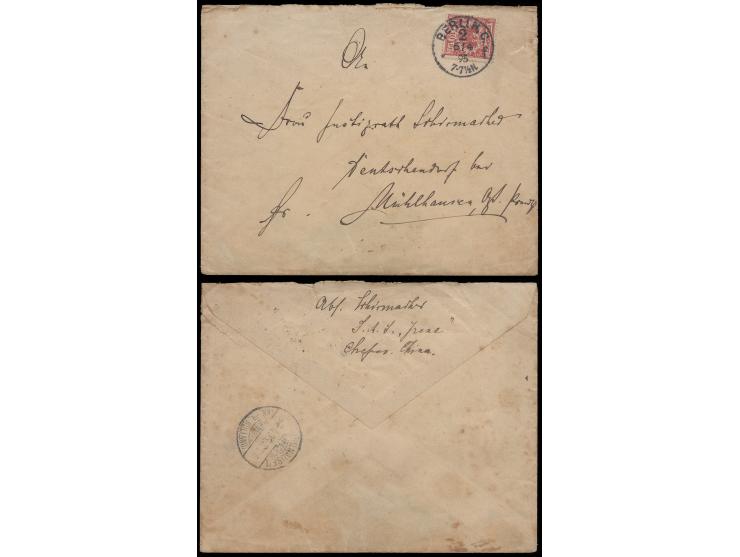 f.w. German issue 10pf, tied by Berlin (6 Apr) cds upon arrival at Germany, along with Bad Oeynhausen (Apr 7) arrival. Exampl