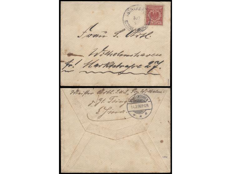 by a shipman onboard SMS Prinzess Wilhelm, f.w. German issue 10pf, tied by Tsintanfort Marine-Feldpost cds.