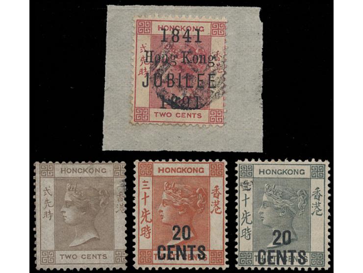 comprising 1862 unwmk 2c, 1885 & 1891 20c on 30c mint and C1 Jubilee Issue used on piece. VF-F.