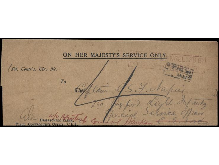 bearing a boxed cachet "CANCELLED BY CHINA E.F. BASE 25 FE.01" cachet at upper right. Postage Due "4" manuscript alongside. B