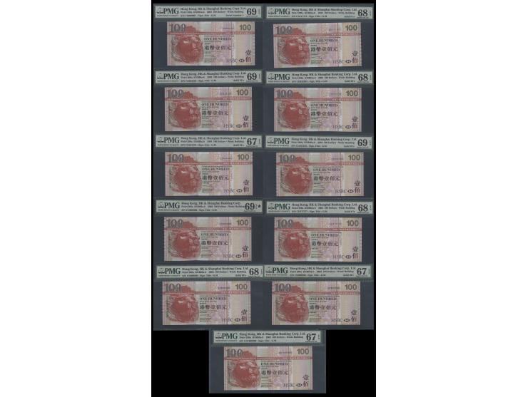 2009 $100 x 11 (KNB95b), all with superb serial nos. under same Prefix CD: CD000001, 111111, 222222, 333333, 444444, 555555, 