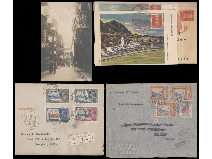 including a nice set of Japanese Occ. Hong Kong postcards with cover. A nice group. VF-F.
