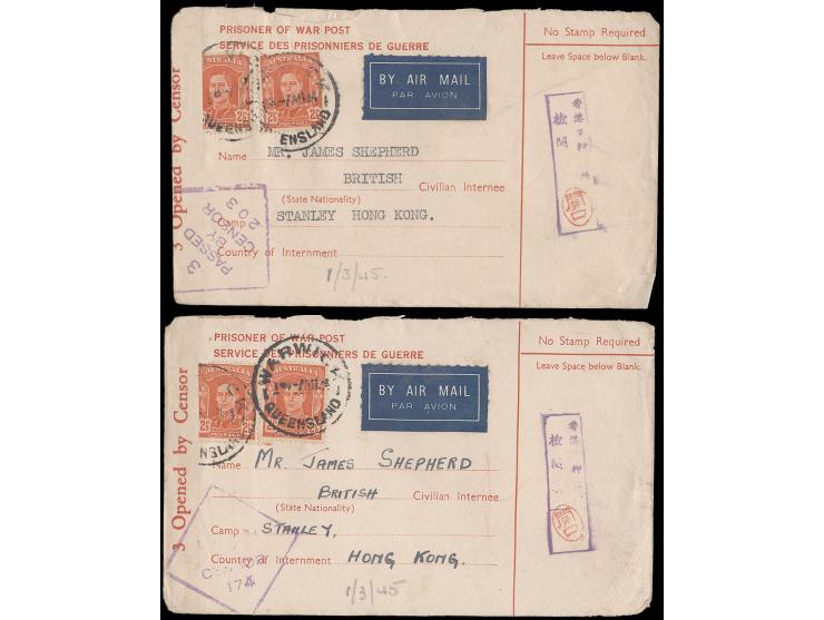 both with censored seals and Hong Kong censor marking. VF-F.
