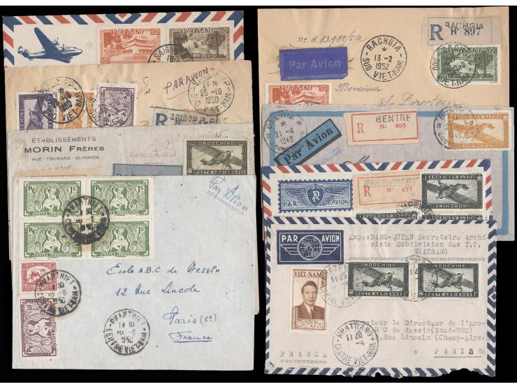 mostly sent to France, including some registered mail. Good for postage rate study. Please view.

