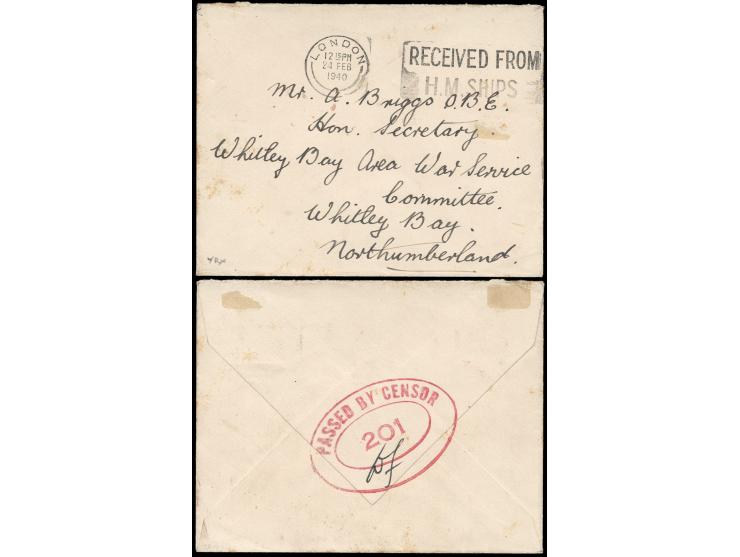on reverse bearing an oval PASSED BY CENSOR #201 marking in red. Rare as most of these markings are in blue or black colour. 