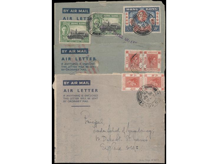 sent to India, USA or England. Two of them bearing "BY AIR TO …" instructional marks. Interesting. VF-F.