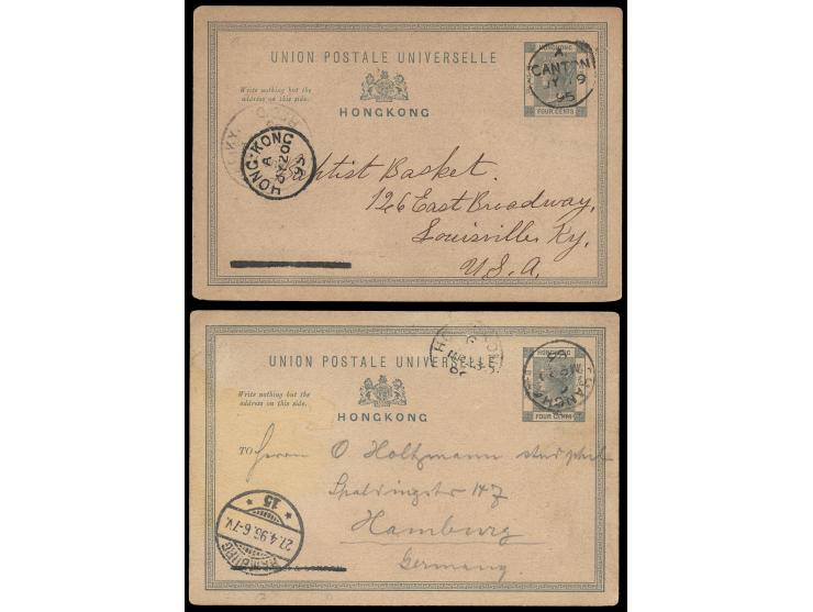 indicia cancelled by Canton and Shanghae cds., with transit/arrival cds. alongside and written messages on reverse. Earliest 