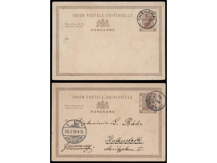 one with flattened angle of surcharge (May 14) sent from Hong to Germany, indicia cancelled by Hong Kong cds., with Germany a
