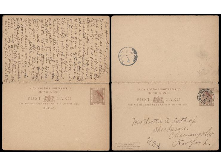 cancelled by Hong Kong cds., with written message on reverse, very few used examples recorded with surcharge reading down var