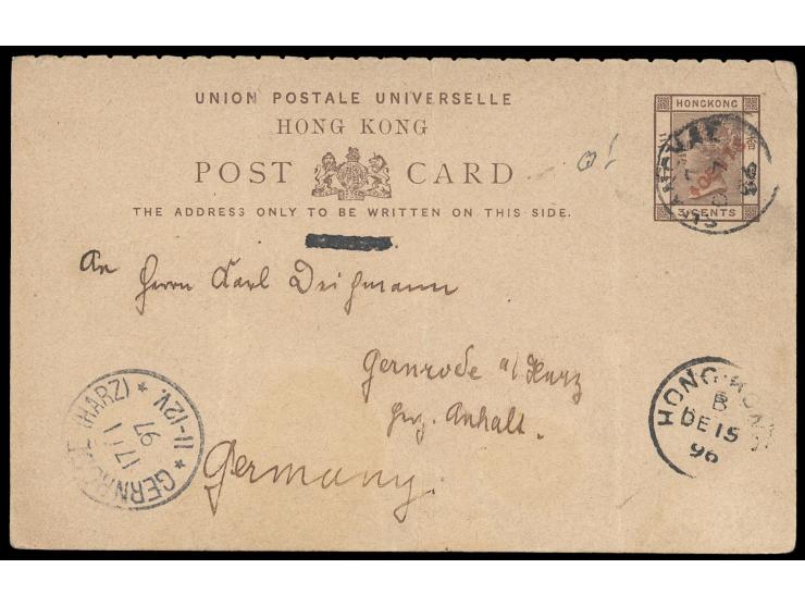 written message on reverse. Only one Recorded Use of this card from Shanghai, extremely rare. Card with folded marks. F-VF.