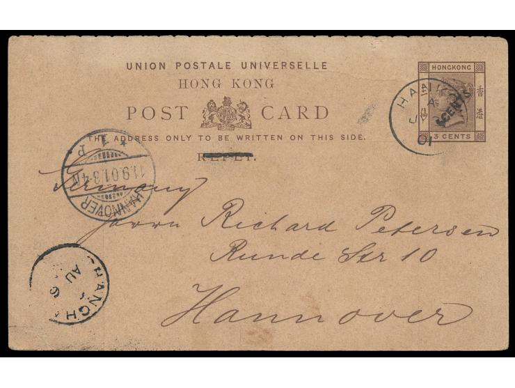cancelled by Hankow cds., alongside with Shanghai cds. transit and arrival cds., with written message on reverse.