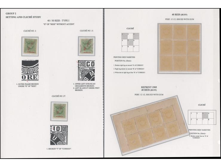 including 40 Reis Perf. 12-1/2 in block of 9, Reprint &nbsp;40R in block of 8, surch. 40R on 50R. Please view.