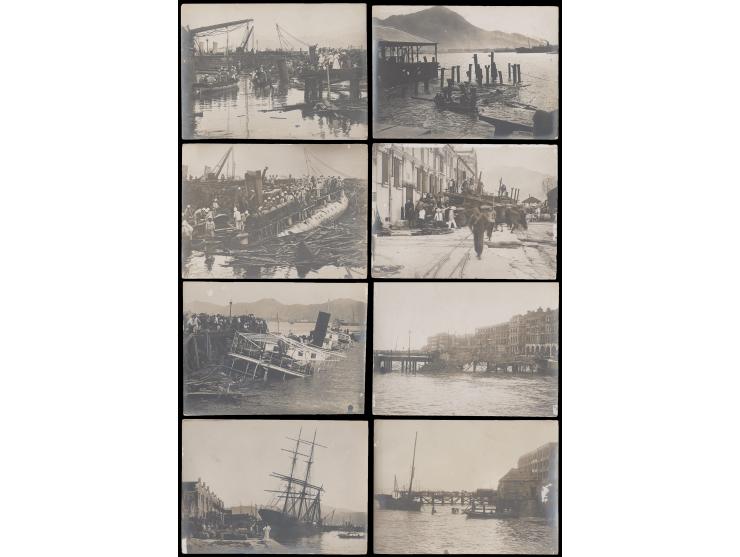 showing the disaster scenes after typhoon beside the sea, mostly Central views. A very interesting lot. Historical! Viewing i