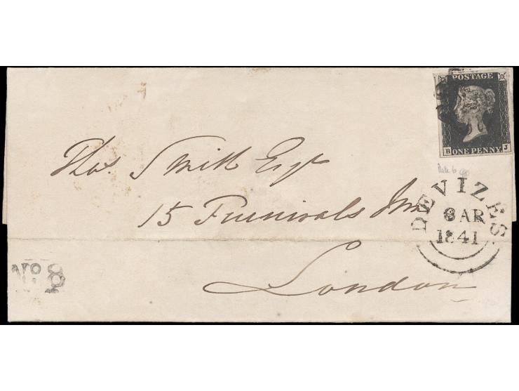 canceled by Malta Cross mark in black, along with Devizes datestamp, on reverse with arrival cds. VF-F.
