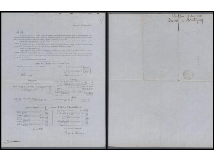 Historic commercial correspondence dated June 9, 1866, from Remi de Montigny, referencing his tariff dated May 3 and detailin