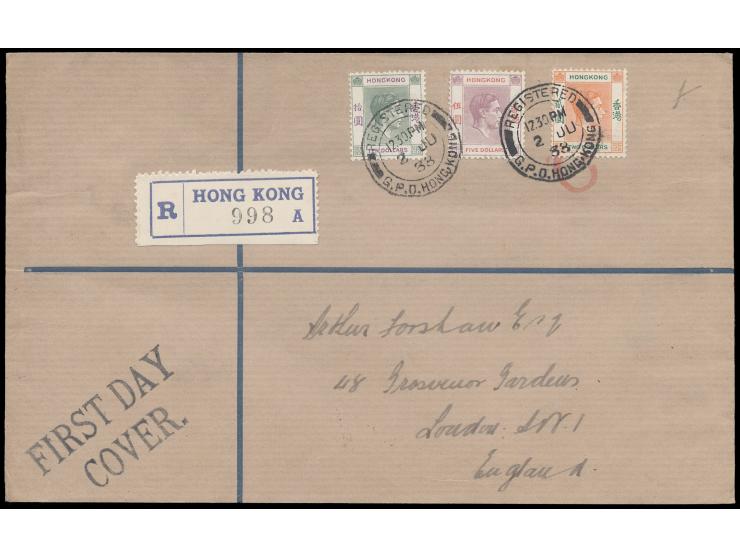 registered to London. Extremely rare high value KGVI issue FDC. VF.