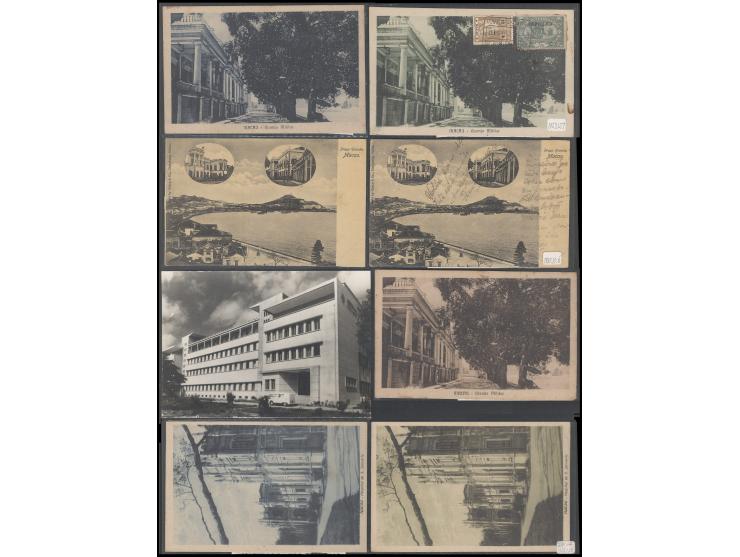 showing Military Club, Hospital and Praya Grande view. Two of them postally used and one bearing stamps, CTO Border Gate reta