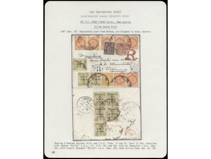 mixed franking with Dowager 4th Print Large Figure Narrow Space 2c x 8, ICP 1c, 2c x 7 and French PO in China 25c and 50c, ti