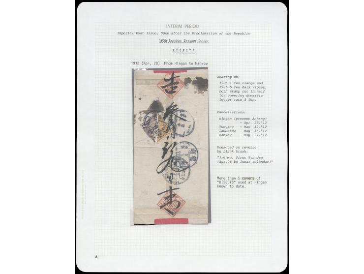 franked on reverse bisected CIP 1c and 5c, rate 3c, tied by Shansi Hingan "First Year" cds., along with Yunyang transit and H