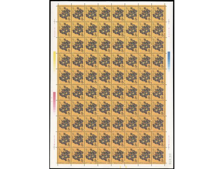 totally 400 stamps. Fresh MNH with light toning. VF-F.