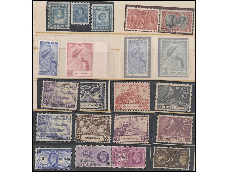 including many countries' sets of KGVI Silver Jubilee, 1948 KGVI Silver Wedding, 1948 UPU, and a few Newfoundland classic QV 