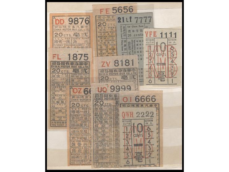 including Kowloon Motor Bus Co. and China Motor Bus Co., some with fancy/ lucky serial nos. Large quantity and interesting. P