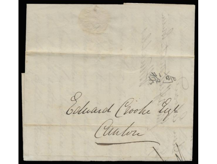 Letter written on 10 July 1836 on board the opium clipper Water Witch at Cumsingmoon, addressed to Canton.
 Mentions the disp