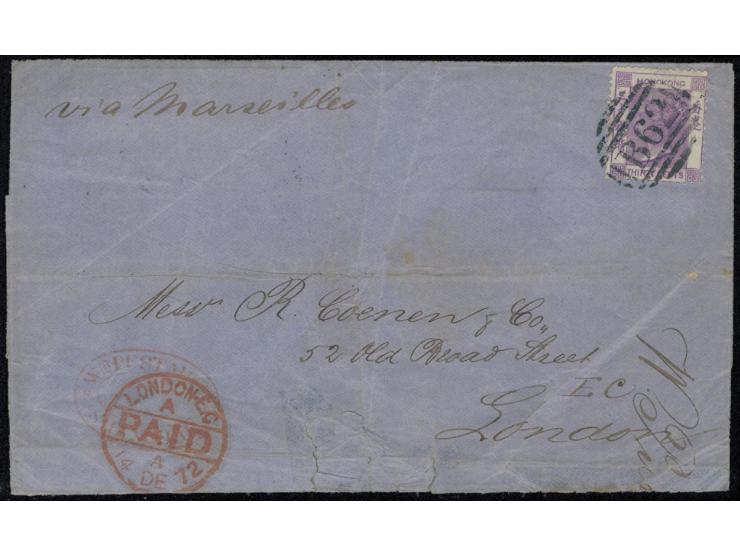 f.w. HK QV 30c mauve showing the variety broken "G KON", which is the major variety on a stamp before 1912, is found on all p