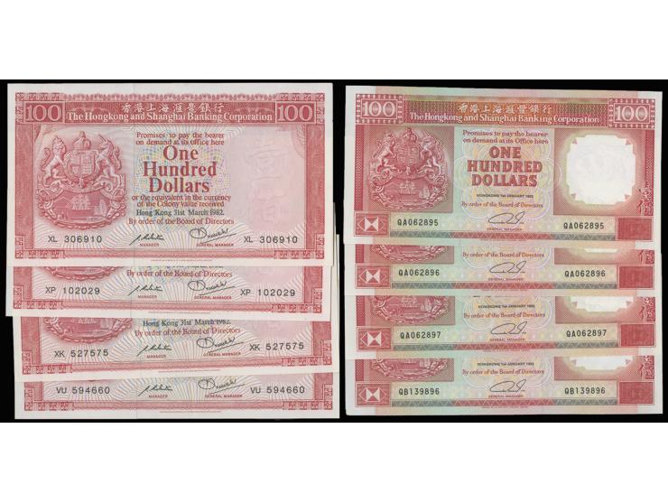 1982 $100 x 4 and 1992 $100 x 10. Few AU, mostly UNC, few slightly toned.
