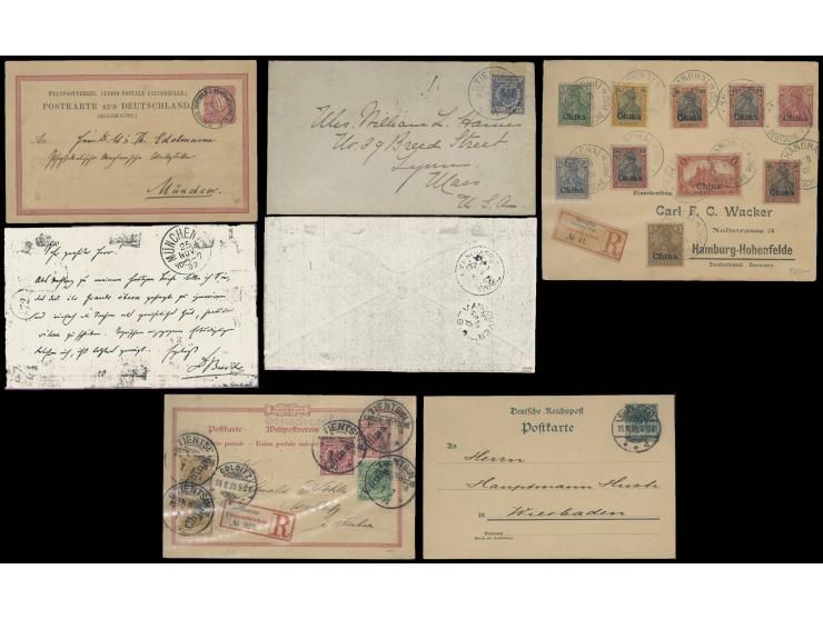 containing numerous used stamps, used pieces, covers and postcards, showing the activities of German Post Offices in the rela