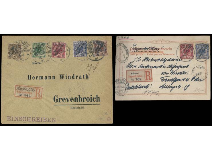 containing numerous used stamps, used pieces, covers and postcards, showing the activities of German Post Offices in the rela