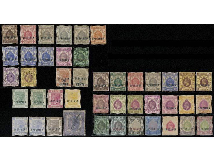 mostly ovpt. or perfined SPECIMEN, including QV and KGV issues. Some stained and colour faded. Please view.

