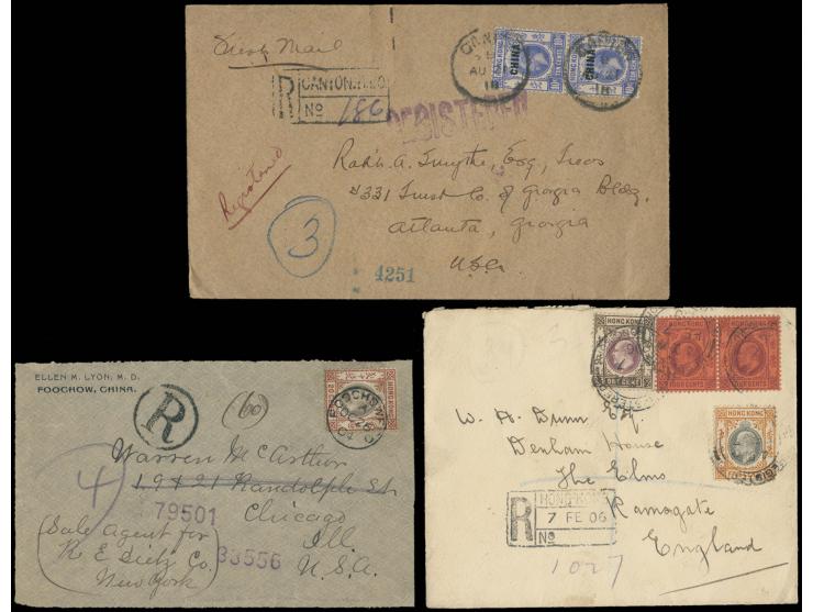 one cover front bearing circular R marks, other with boxed marks. VF-F.
