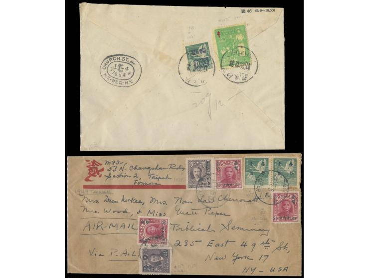 one f.w. Flying Geese 3rd Issue $10 and the other fw. SYS NE$44 surch. and Flying Geese 1st Issue $1. VF-F.
