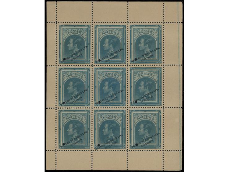 a block of 9 with 4 margins. No gum. Very rare.
