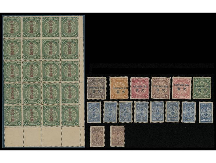 including Hsuan Tung Commemorative, Dowager Surch., ICP, CIP, CIP ovpt. Postage due, Ching Dynasty Postage Due, CIP ovpt. and
