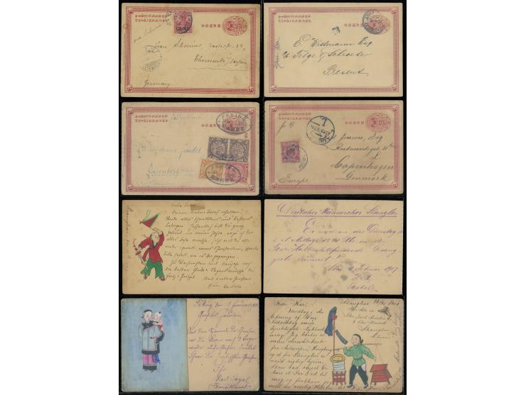 three of them with colourful hand painting on reverse. VF-F.
