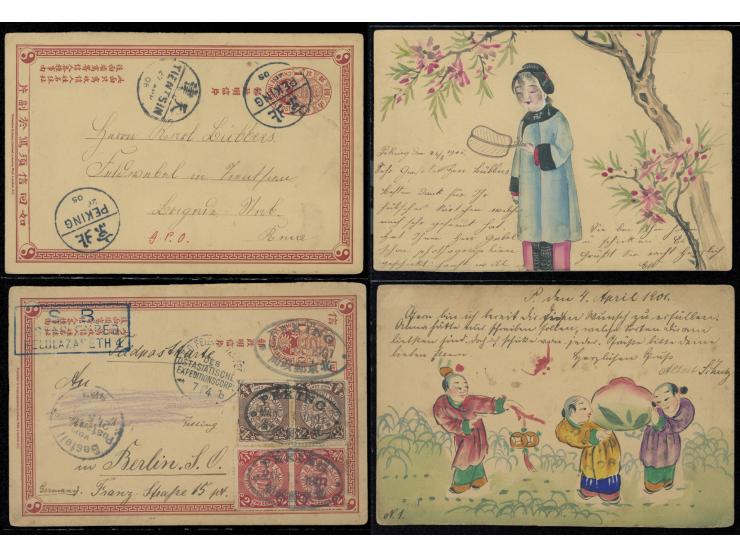both with colourful hand painting on reverse. VF-F.
