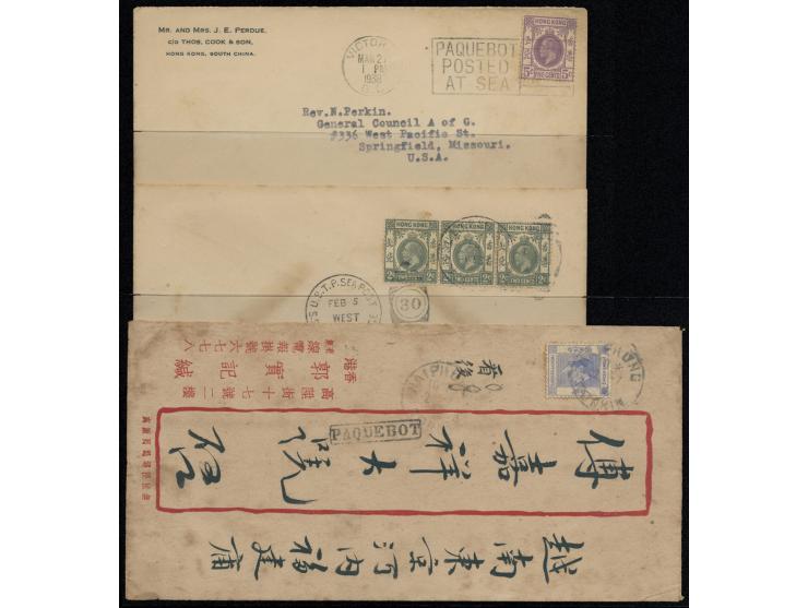 bearing KGV &amp; KGVI issues, canceled by Canada, USA and Indo China paquebot marks. VF-F.
