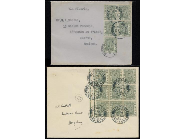 one sent on Jan 16 to local address, one on Jan 21 to England via Siberia. VF-F.
