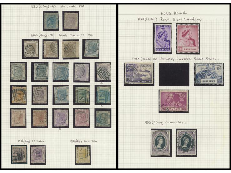 holding on album pages, better including QV used stamp to 96c, KGV Silver Jubilee, KGVI Silver Wedding, etc. Large quantity. 