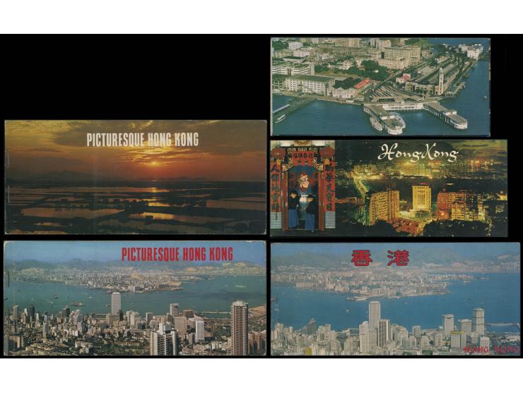 including many picture postcard booklets, 2 covers with postage paid cachets and a few receipts f.w. Hong Kong Revenue Stamps
