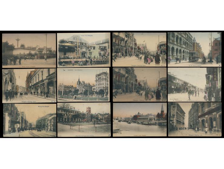 showing Architecture views, Street Scences, Nanking Road, Customs House, the bund and many others. Some postally used. Large 