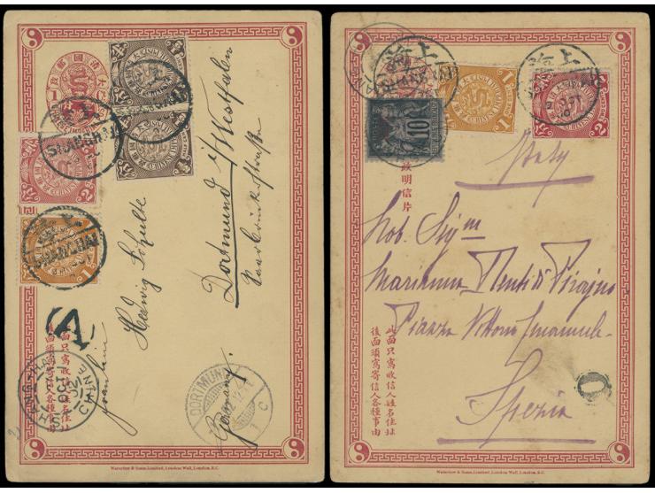 sent to Italy and Germany respectively, former one mixed franking with French PO in China issue. Showing the Sino-French post