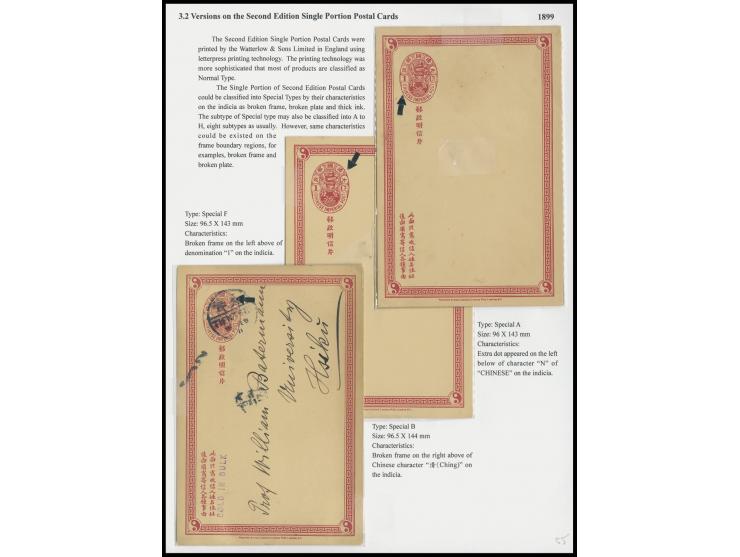 all showing printing varieties, one card used, other unused. VF-F.
