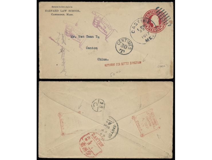bearing in both sides Canton "RETURNED FOR BETTER DIRECTION" and Canton "RETURNED LETTER OFFICE" cachets in red. Rare.
