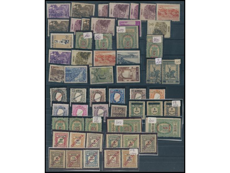 including Luis I surch. Issues, Carlos Issues, View of Macau 2nd series and many others. Large quantity. Please view.
