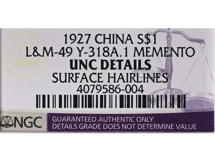 ND (1927) $1 (LM-49). Graded NGC UNC Details (Surface Hairlines).
