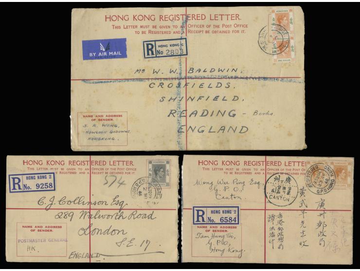 one sent to Canton, the others sent to England. One with flap missing. VF-F.
