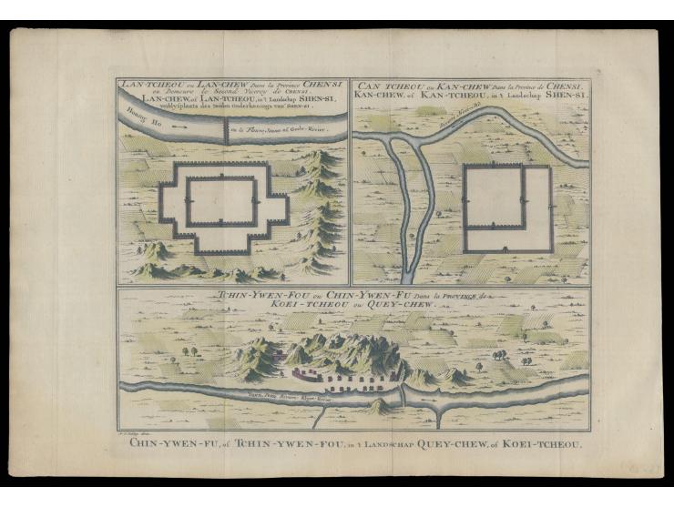 showing fortified city plans, rivers, mountains, and surrounding landscapes. A finely detailed European cartographic work ill